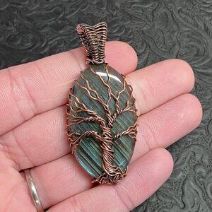 Labradorite Tree Of Life Wire Wrapped Pendant Crystal Stone Jewelry